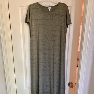 LuLaRoe EUC Size L Green Striped Maria